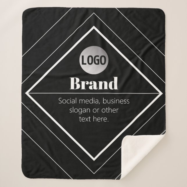 Upload Your Logo & Customizable Text Design Sherpa Blanket (Front)