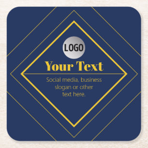 Upload Your Logo & Customizable Text Design Square Paper Coaster