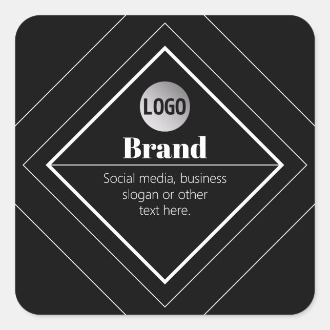 Upload Your Logo & Customizable Text Design Square Sticker (Front)