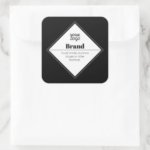 Upload Your Logo & Customizable Text Design Square Sticker