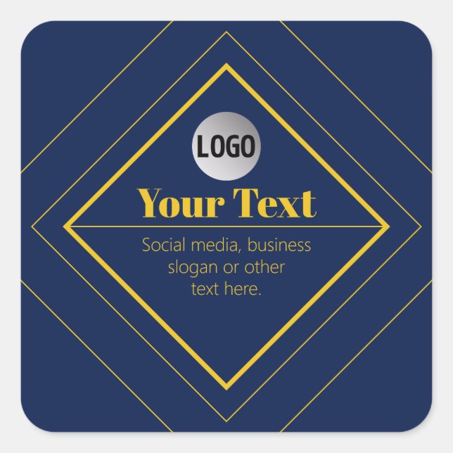 Upload Your Logo & Customizable Text Design Square Sticker (Front)