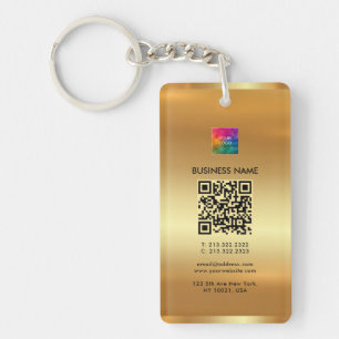 Upload Your Logo Gold Add QR Code Single Sided Key Ring