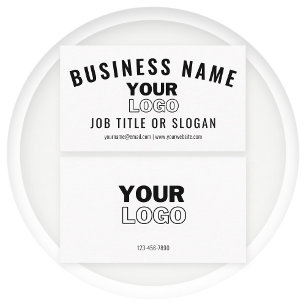 Upload Your Logo Modern White & Black (editable) Business Card