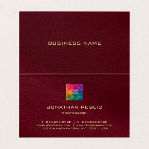 Upload Your Logo Premium Pearl Burgundy Red Folded Business Card