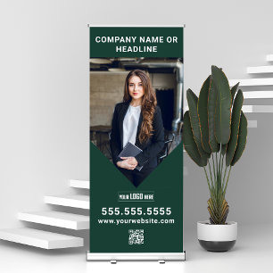 Upload Your Logo QR Code Tradeshow Roll Up Signage Retractable Banner