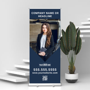 Upload Your Logo QR Code Tradeshow Roll Up Signage Retractable Banner