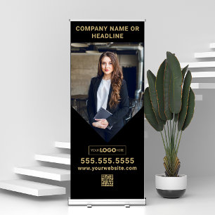 Upload Your Logo QR Code Tradeshow Roll Up Signage Retractable Banner