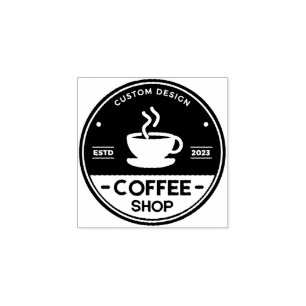 Upload Your Logo, Square Round Business Logo Rubber Stamp