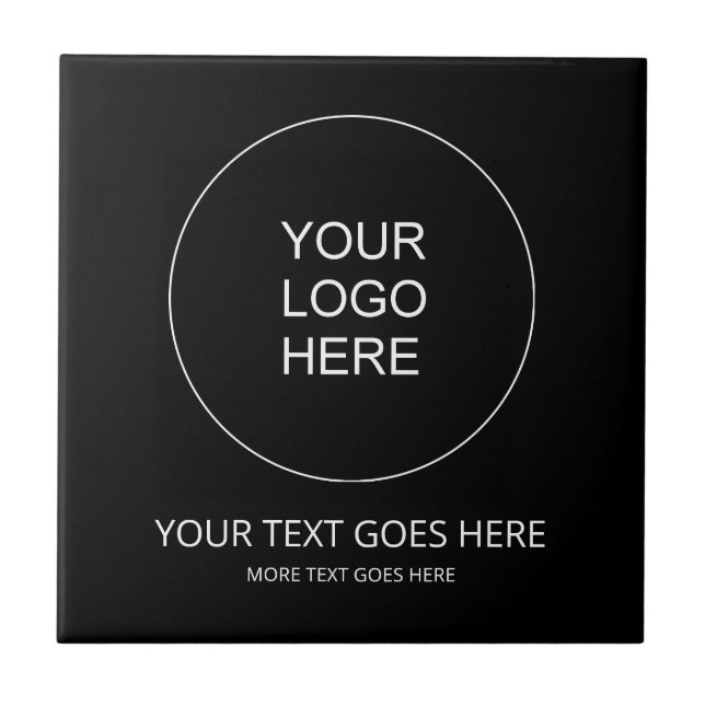 Upload Your Own Business Company Logo Black Tile (Front)