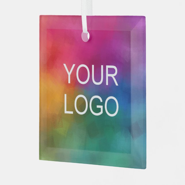 Upload Your Own Company Logo Custom Square Glass Tree Decoration (Front Left)