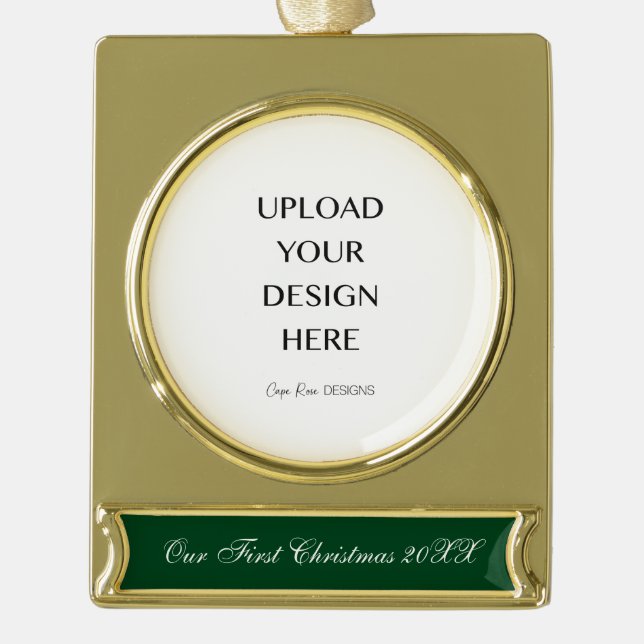 Upload Your Own Design Gold Plated Banner Ornament (Front)