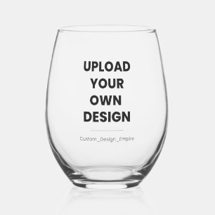 Upload Your Own Design Here   Custom Template Stemless Wine Glass