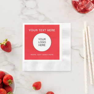 Upload Your Own Logo Christmas Red Coined Cocktail Napkin