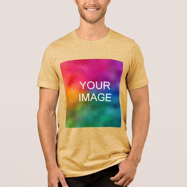 Upload Your Own Photo Logo Template Mens Mustard Tri-Blend Shirt (Front)