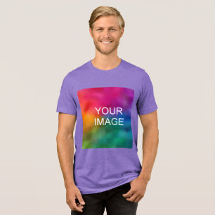 Upload Your Own Photo Logo Template Mens Purple Tri-Blend Shirt