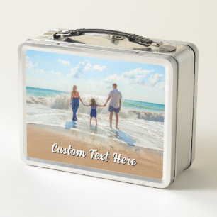 Upload Your Own Photo Metal Lunch Box with Text