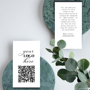 Upload Your Own Printing Custom Logo Text QR Code Business Card