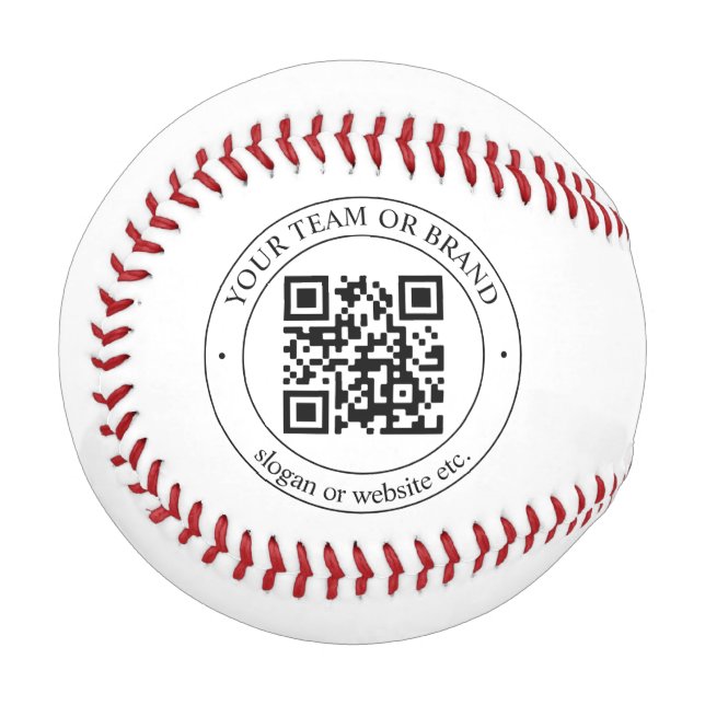 Upload Your Own QR Code & Customisable Text Baseball (Front Left)