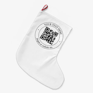 Upload Your Own QR Code & Customisable Text Large Christmas Stocking
