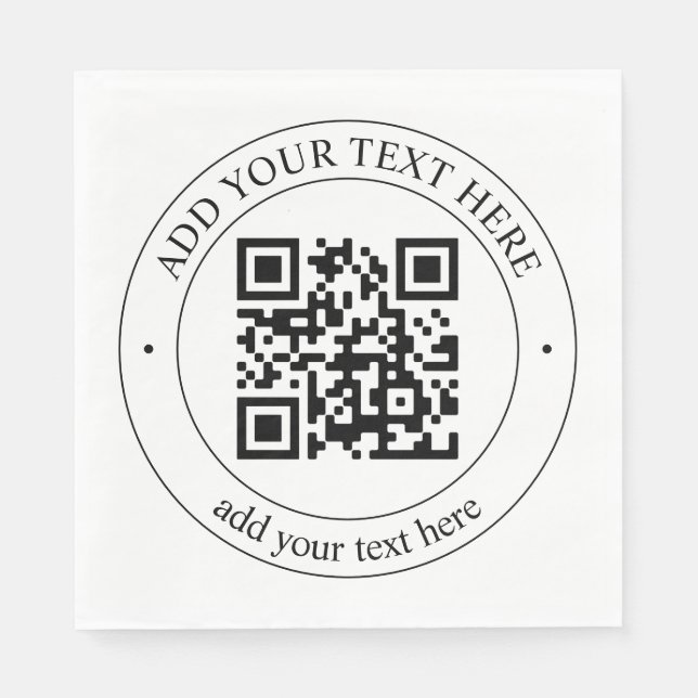 Upload Your Own QR Code & Customisable Text Napkin (Front)