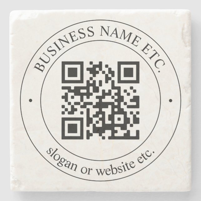 Upload Your Own QR Code & Customisable Text Stone Coaster (Front)