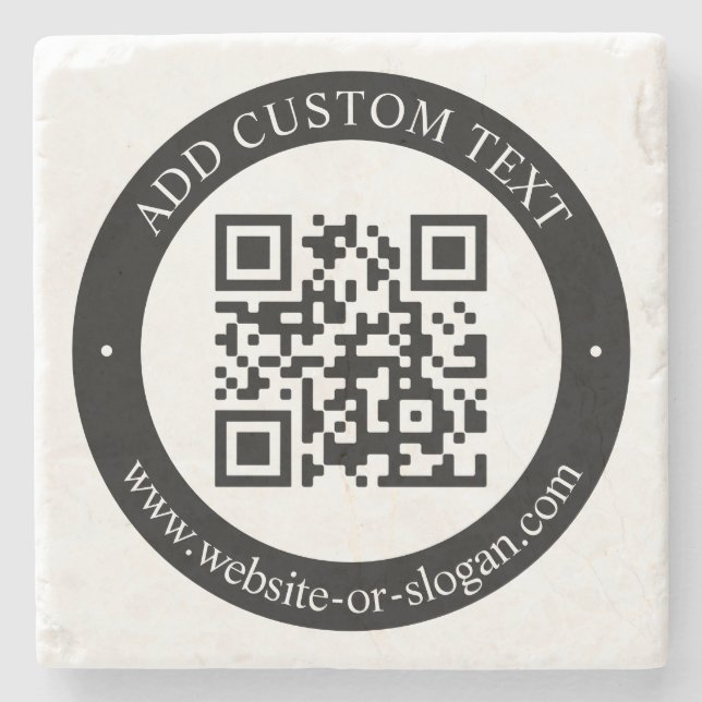 Upload Your Own QR Code & Customisable Text Stone Coaster (Front)