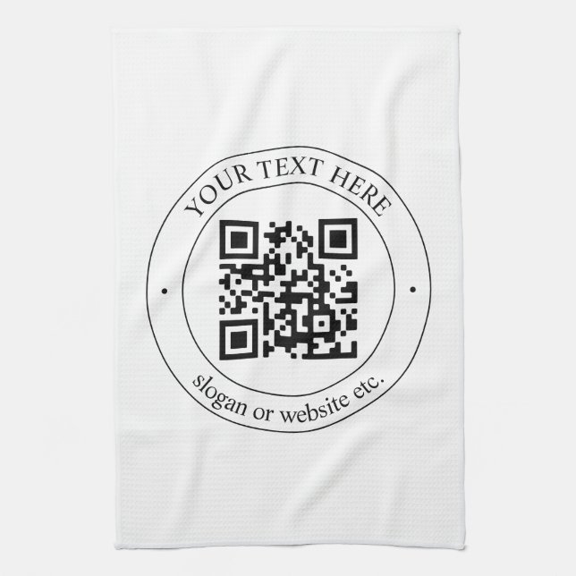 Upload Your Own QR Code & Customisable Text Tea Towel (Vertical)