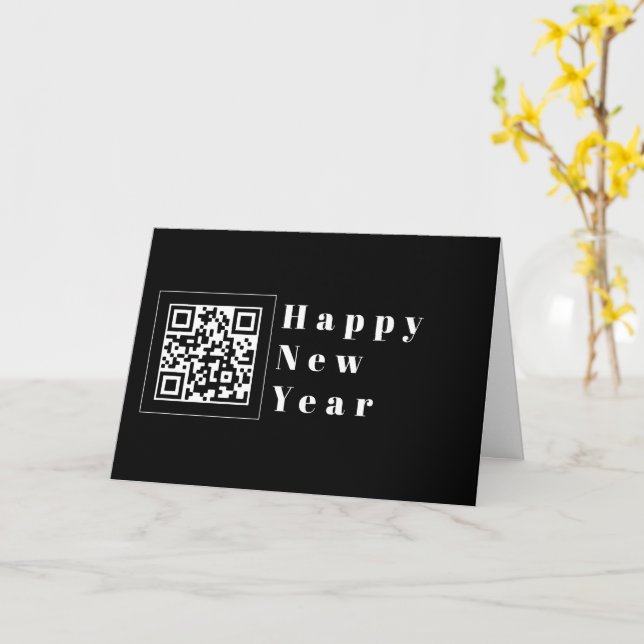 Upload your own QR code | Happy New Years Card (Yellow Flower)