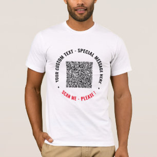 Upload Your Own QR Code T-Shirt Add Custom Text