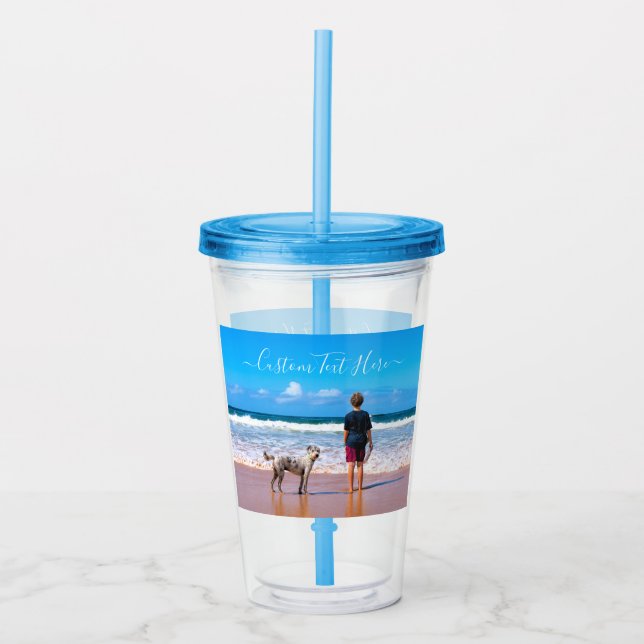 Upload Your Pet Photo Acrylic Tumbler Custom Text (Front)