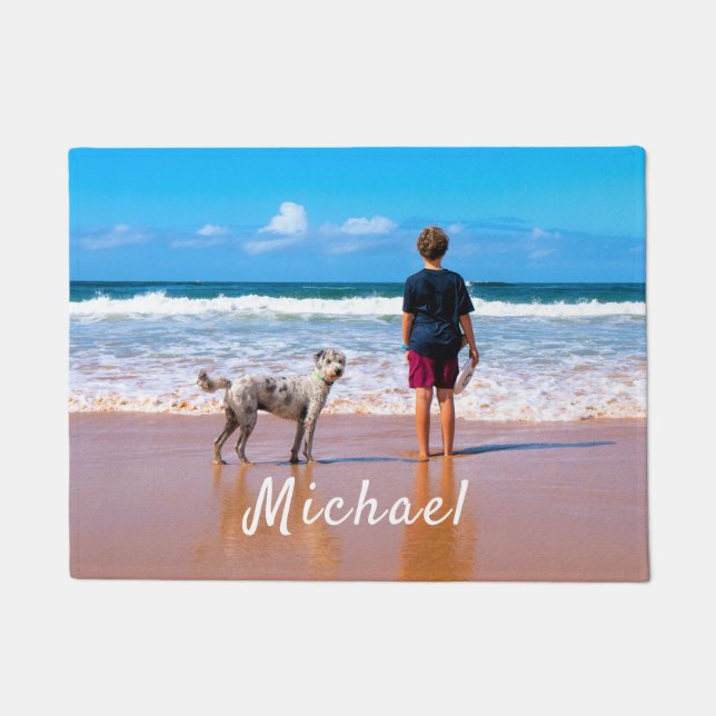 Upload Your Pet Photo Add Name Doormat Gift (Front)