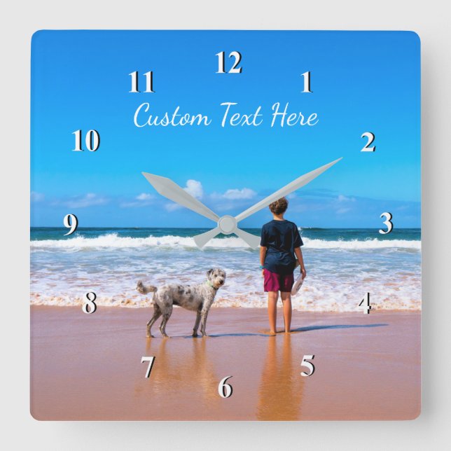 Upload Your Pet Photo Clock with Custom Text (Front)