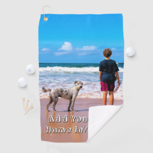Upload Your Pet Photo Golf Towel Personalised Text