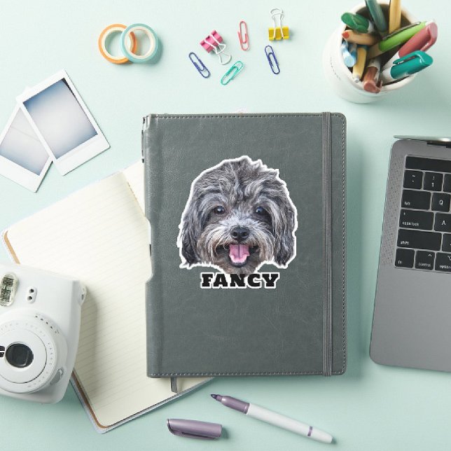 Upload Your Pet Photo & Name Personalised Sticker (Upload Your Dog Photo Vinyl Sticker)