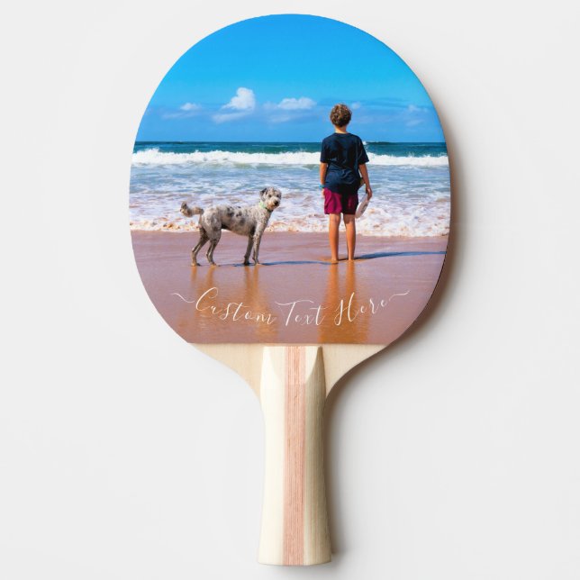 Upload Your Pet Photo Ping Pong Paddle Custom Text (Front)