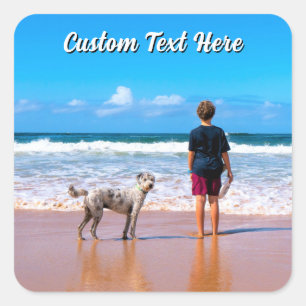 Upload Your Pet Photo Sticker Gift Add Custom Text