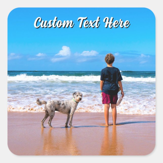 Upload Your Pet Photo Sticker Gift Add Custom Text (Front)