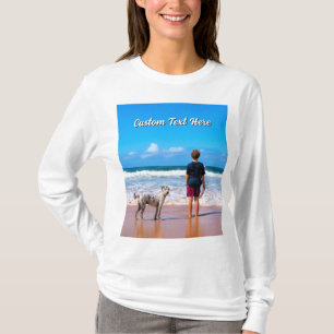 Upload Your Pet Photo T-Shirt Gift Add Custom Text