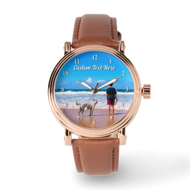 Upload Your Pet Photo Watch Personalised Text Name (Front)