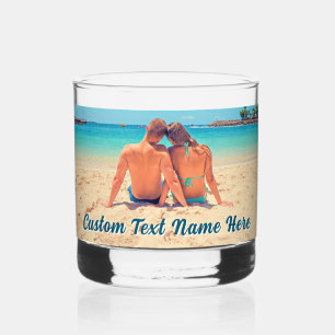 Upload Your Photo Add Custom Text Personalised Whiskey Glass