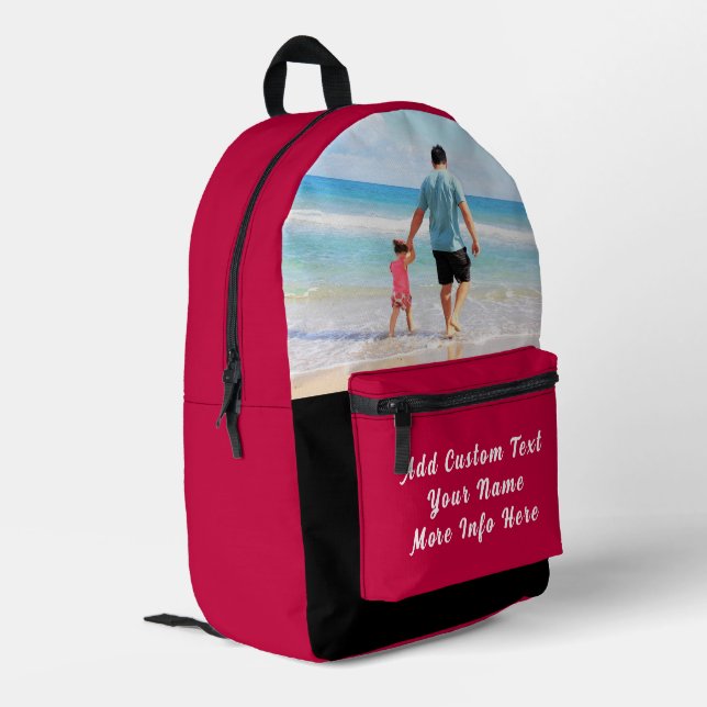 Upload Your Photo Backpack Gift Personalised Text (Back Corner Left)
