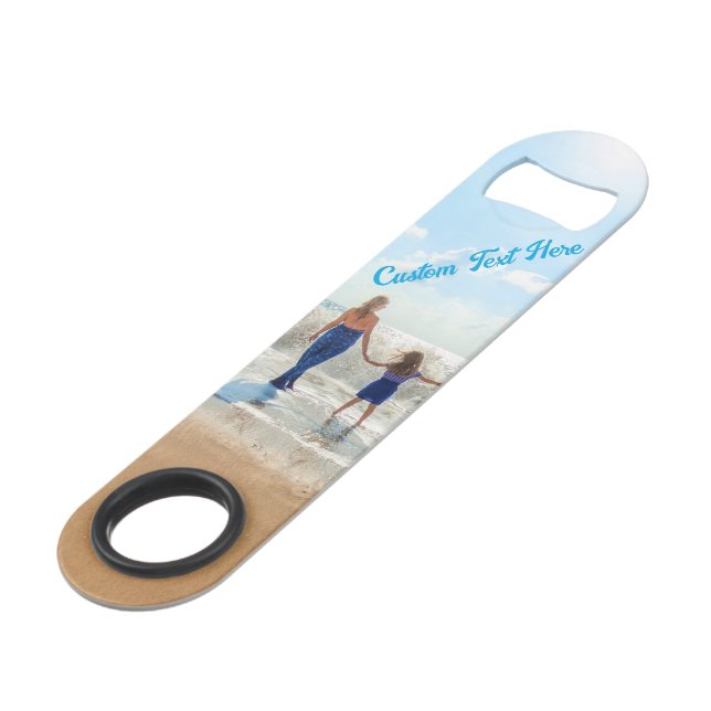 Upload Your Photo Bar Key Gift Custom Text (Front Angled)