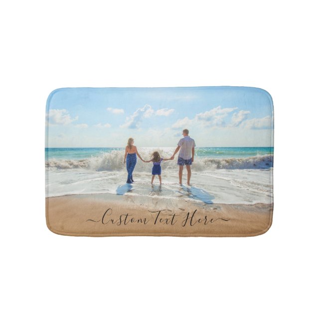 Upload Your Photo Bath Mat Personalise Text (Front)