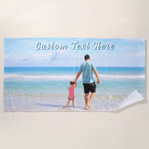 Upload Your Photo Beach Towel Personalised Text