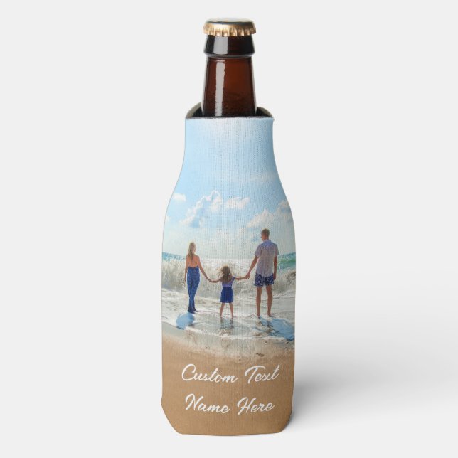 Upload Your Photo Bottle Cooler Personalised Text (Bottle Front)