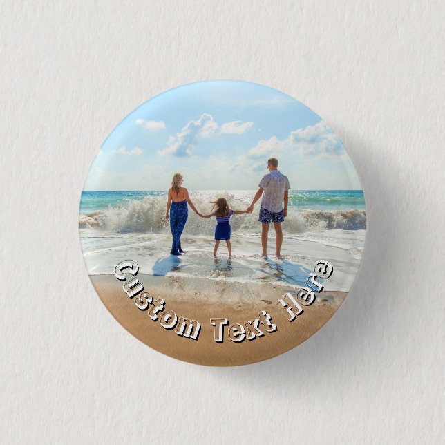 Upload Your Photo Button Gift Add Custom Text Name (Front)