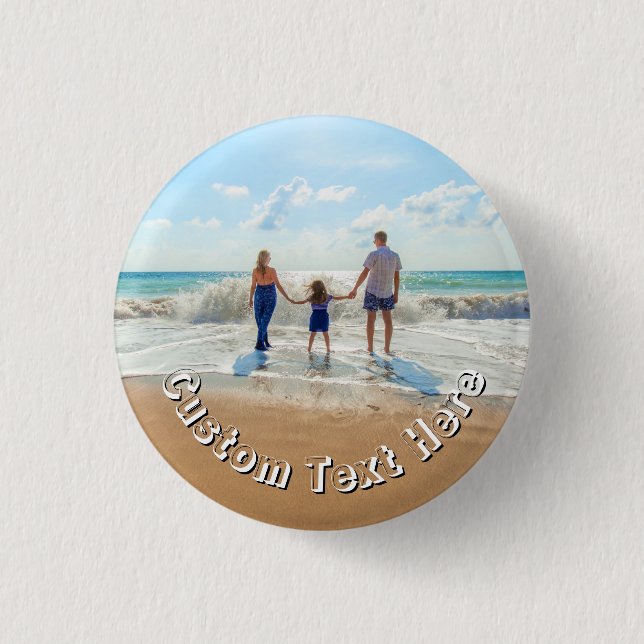 Upload Your Photo Button Gift Personalised Text (Front)