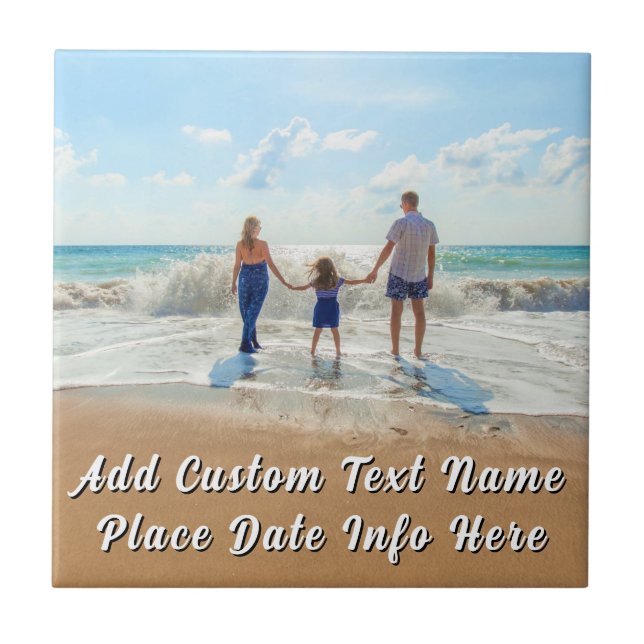 Upload Your Photo Ceramic Tile Gift Custom Text (Front)