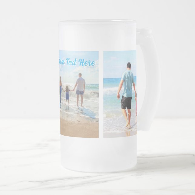Upload Your Photo Collage Glass Beer Mug Add Text (Front Right)