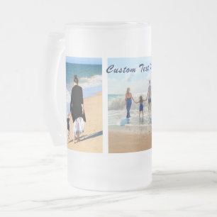 Upload Your Photo Collage Glass Beer Mug Add Text